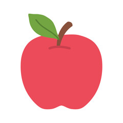 Simple Vector Illustration of a Red Apple with Leaf: Clean Graphic Design of a Fruit, Ideal for Food, Health, Nutrition, and Education-Related Projects, Available in Scalable Vector Format