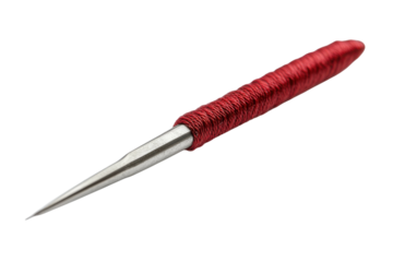 Exquisite Red Cord Wrapped Throwing Dagger Sharp Point Medieval Weapon on transparent background