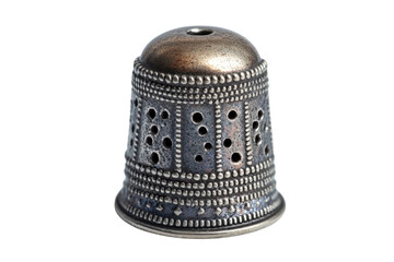 Antique Silver Thimble Intricate Design Vintage Sewing on transparent background