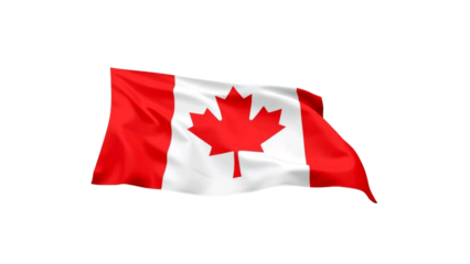 canadian national flag waving in wind Isolated on transparent background