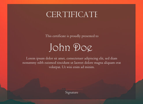 Elegant Sunset-Themed Certificate Template for Honors & Recognition