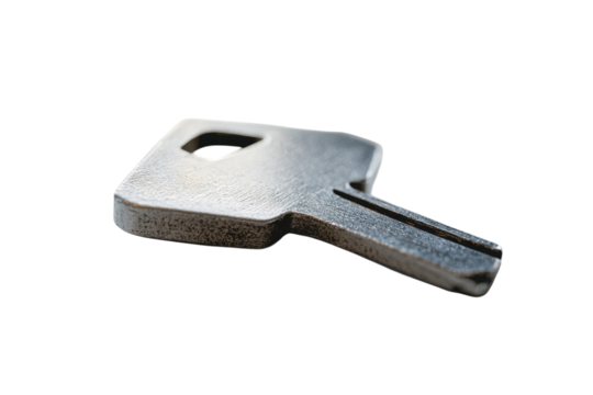 Close up Silver Key Isolated Black Background Metal Object Security Access on transparent background