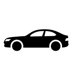 Black silhouette of a modern coupe car isolated on a white background. Vector illustration.