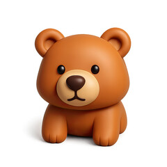 Fototapeta premium Adorable Brown 3D Cartoon Bear on Dark Background