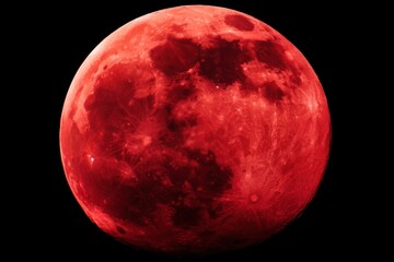 Fototapeta premium Dramatic Full Blood Moon Shining Against Black Sky Nighttime Celestial Event Astronomy Space Photography