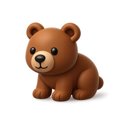 Obraz premium Adorable Brown Bear Cub 3D Render on Dark Background