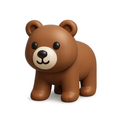 Naklejka premium Adorable Brown Bear Cub 3D Render with Transparent Background