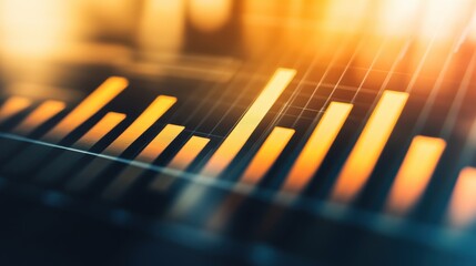 Abstract Data Visualization with Bars and Bright Orange Glow Effects