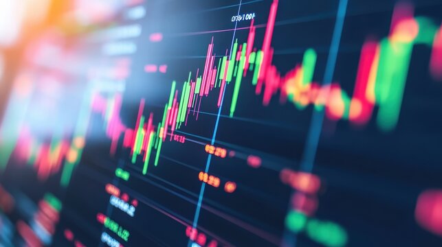 Stock Market Data Chart with Candlestick Patterns and Indicators
