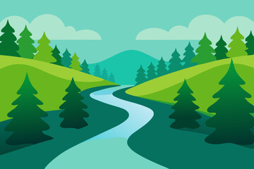 mountain landscape with river