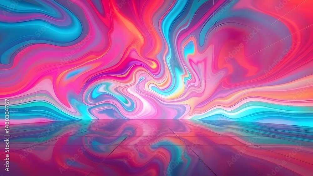 Poster abstract colorful background with waves | abstract background with swirling pastel colors and reflec