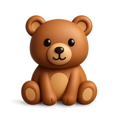 Obraz premium Adorable Brown Cartoon Bear 3D Render on Dark Background