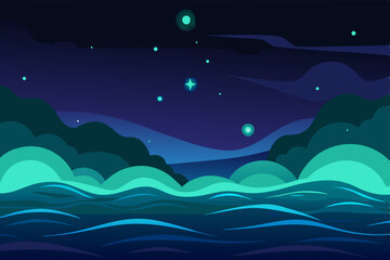 Obraz premium night sky and sea