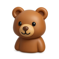 Fototapeta premium Adorable Brown Cartoon Bear 3D Render on Dark Background