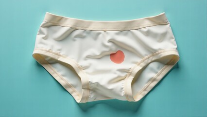 Underwear With Blood Stain On Turquoise