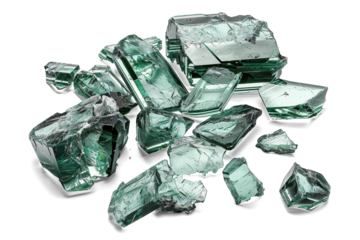  Set pieces broken glass on a transparent background