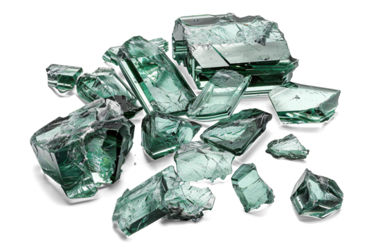  Set pieces broken glass on a transparent background