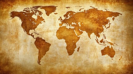 Vintage World Map Texture with Grunge Brown Background Design