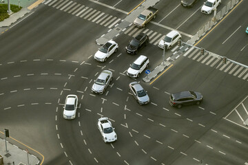 Aerial view of Doha Roads and Traffic lane west bay Doha