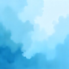 Blue Watercolor Wash: Abstract Fluid Texture, blue sky background with clouds