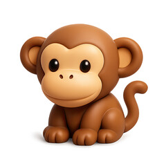 Obraz premium Adorable Brown Cartoon Monkey 3D Render