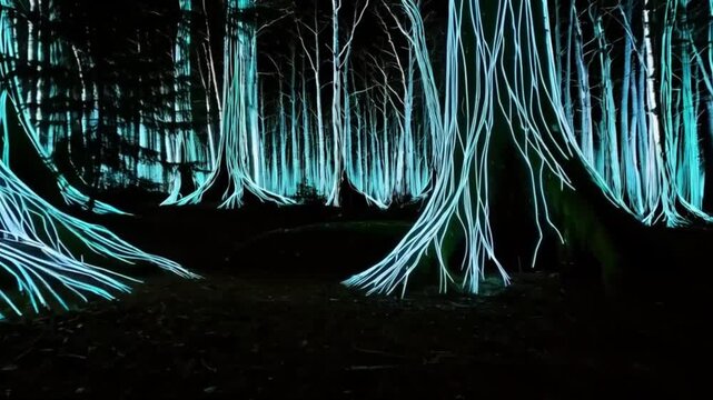 Leuchtende Baumwurzeln im digitalen Stil