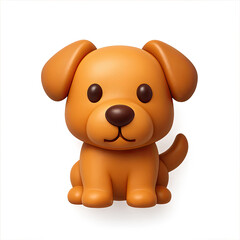 Adorable Brown Cartoon Puppy 3D Render on a Brown Background