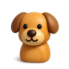 Fototapeta premium Adorable Brown Cartoon Puppy 3D Rendering on Transparent Background