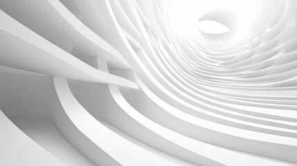 Abstract architectural design with flowing curves and bright illumination
