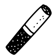 Black and white vector illustration of a cigarette. Simple hand-drawn style. Isolated on white background.
