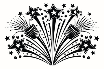 Obraz premium Black and white fireworks design, perfect for celebratory themes.