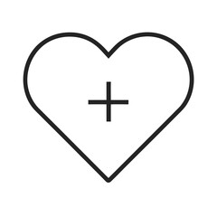 Obraz premium Heart shape with plus sign simple black and white line art illustration