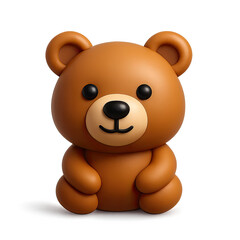 Fototapeta premium Adorable Brown Teddy Bear 3D Render on Dark Background