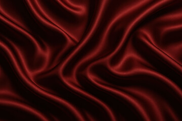 Obraz premium Red silk fabric background with delicate white floral embroidery in the center.