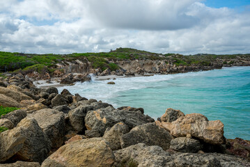 Waves Hitting Rocky Shoreline and Crystal Clear Turquoise Indian Ocean Sea Waters, Perth, Australia, 27 March 2020