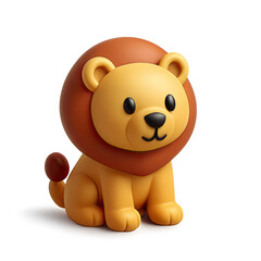 Naklejka premium Adorable 3D Rendered Cartoon Lion Cub, Yellow Orange Fur, Dark Background