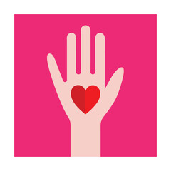 Obraz premium A graphic illustration of an open hand holding a red heart representing love and charity