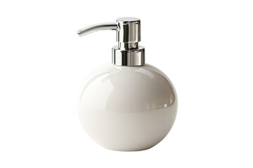 Elegant White Ceramic Soap Dispenser Modern Bathroom Decor Stylish Pump on transparent background