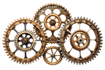 gears and cogs isolated on a white background. PNG Transparent file type with high definition quality Available.