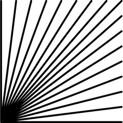 Obraz premium Radial lines, radiating, abstract element lines for explosion, burst, spread theme. Grunge spray paint. Isolated black lines. Modern textured shapes. Dry border in black. Raised lines