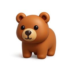Fototapeta premium Adorable Brown Cartoon Bear 3D Render on Brown Background
