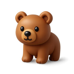 Fototapeta premium Adorable Brown Cartoon Bear 3D Render on Dark Background