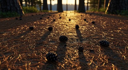 Pine Cones on Forest Floor, Photo