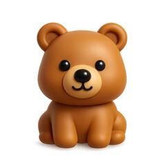 Obraz premium Adorable Brown Cartoon Bear 3D Render with Golden Lighting