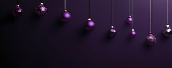 Deep Plum Wallpaper with Hanging Ornaments Design