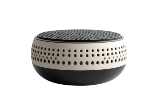 Stylish Portable Speaker Modern Design Compact Audio Elegant Beige Black on transparent background