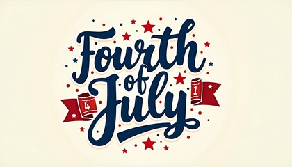 Fourth of July Typography: A celebratory and patriotic typography design featuring the phrase "Fourth of July" in bold, cursive lettering.