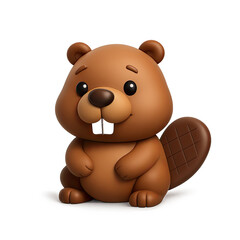 Obraz premium Adorable Brown Cartoon Beaver 3D Render on Dark Background