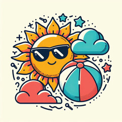 summer vector in simple line style