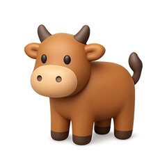 Adorable Brown Cartoon Cow 3D Render on Dark Background